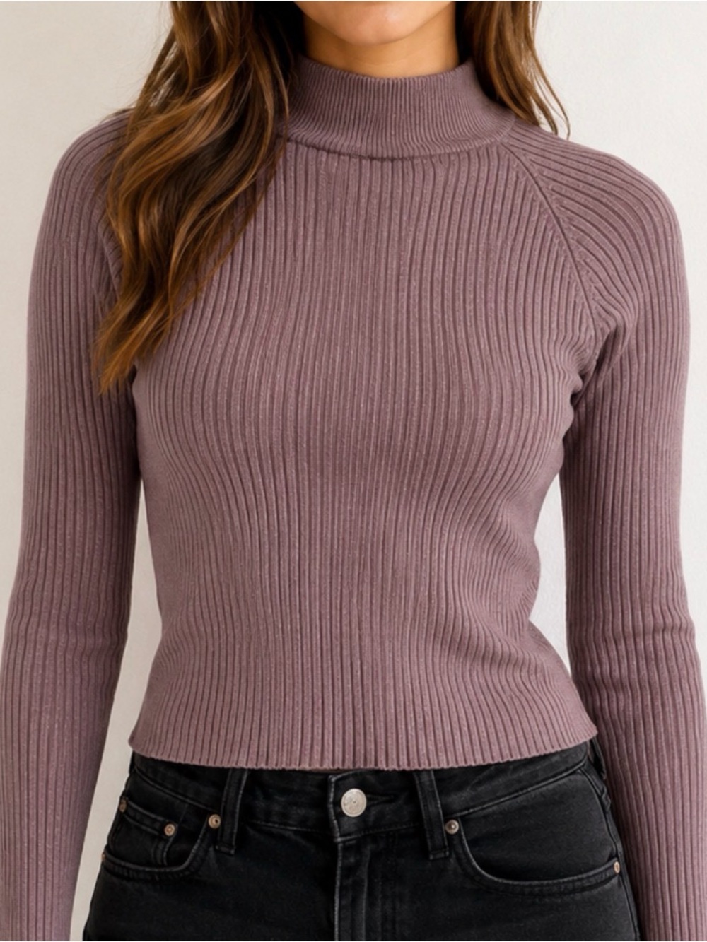 Chic Mauve Turtleneck Sweater